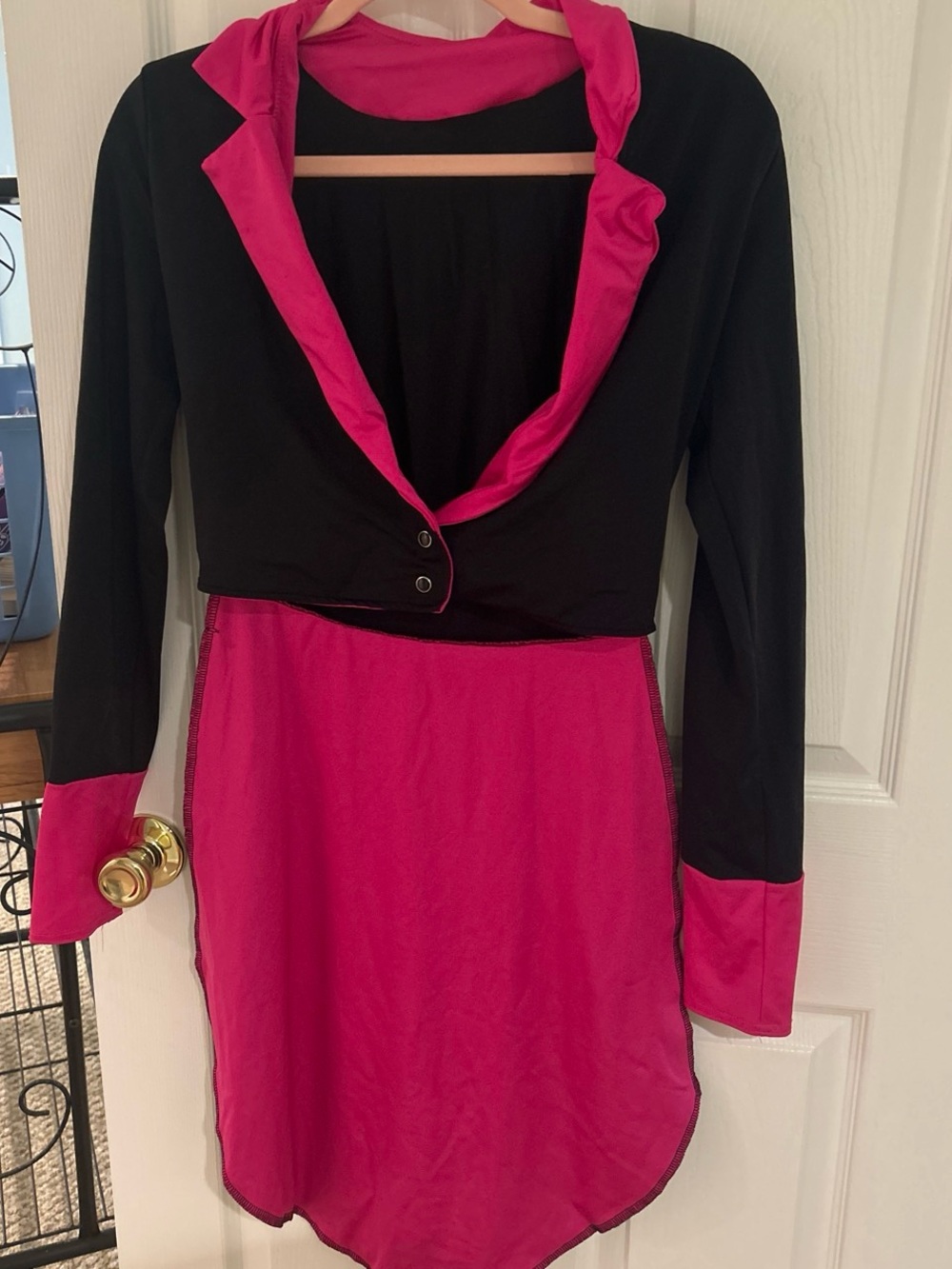 Elle Black and Hot Pink Colorblock Dance Costume
